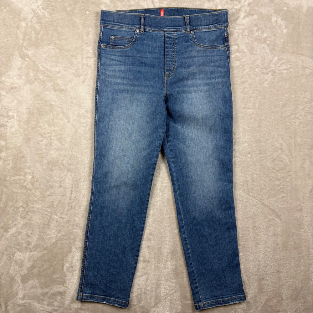 Spanx Jeans Womens XL Blue Straight Leg High Rise Pull On Medium Wash Jeggings